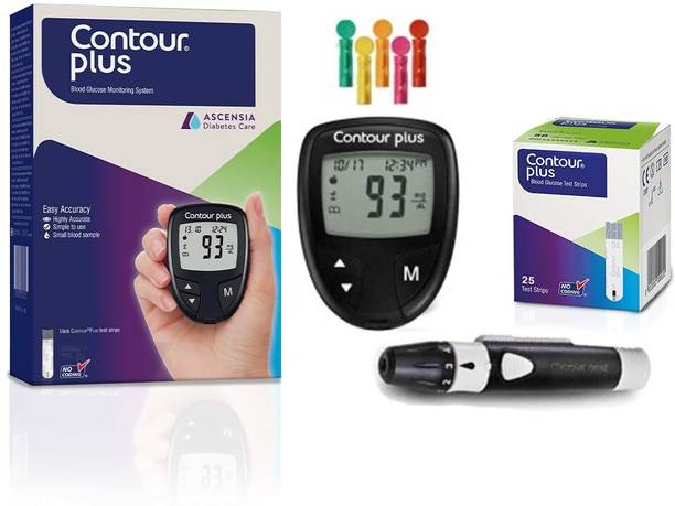 Contour Plus Glucometer with 25 Free Test Strips | Accurate Diabetes Testing Kit. Glucometer