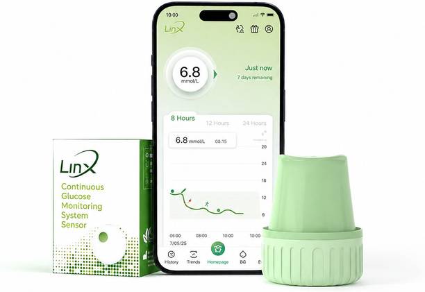 BeatO LinX CGM Smart Glucose Monitor | Real-Time Sugar Tracking | Pack of 1 Glucometer