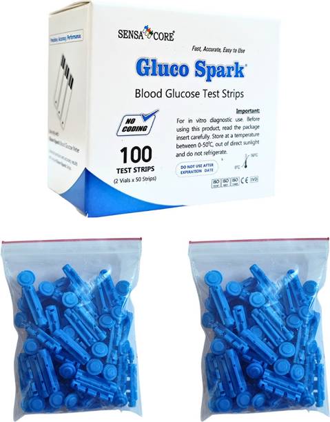 gluco spark 100 Strips and 100 sterile Lancets | Meter not included, Strips and lancets for Glucometer