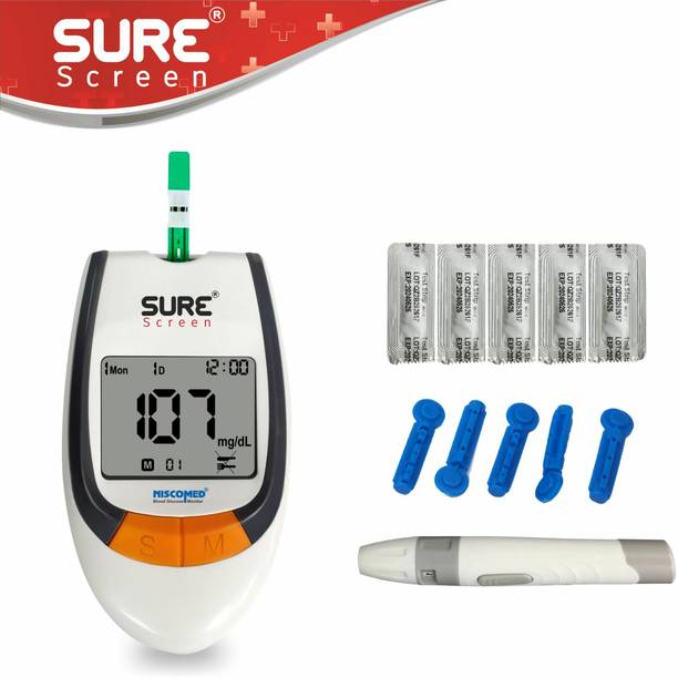 sure screen GLUCOMETER COMPLETE SET WITH 5 STRIPS Glucometer