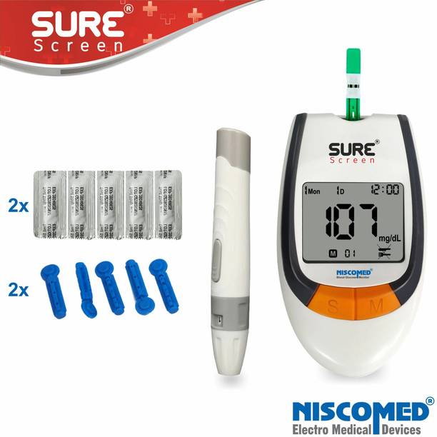 sure screen Blood Diabetes Machine With 10 Strips Glucometer