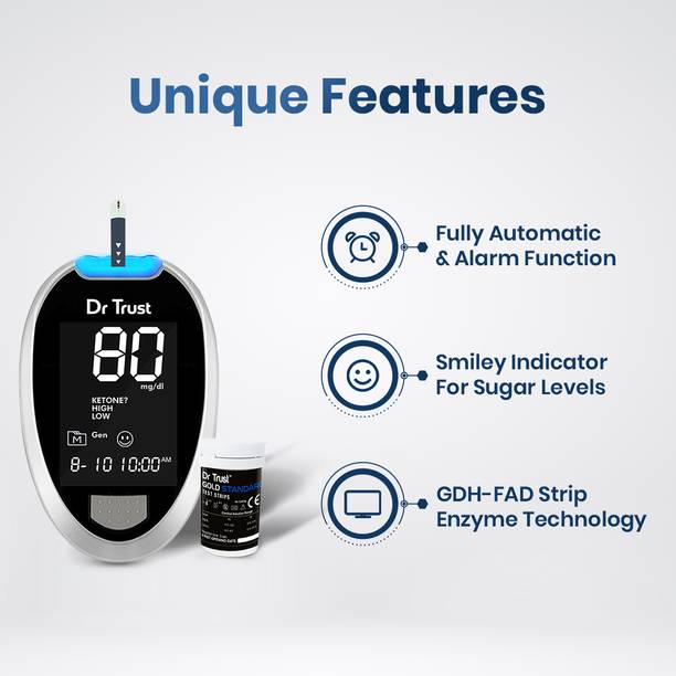 Dr Trust (USA) Digital Glucose Blood Sugar testing Monitor Machine with 10 Strips Glucometer