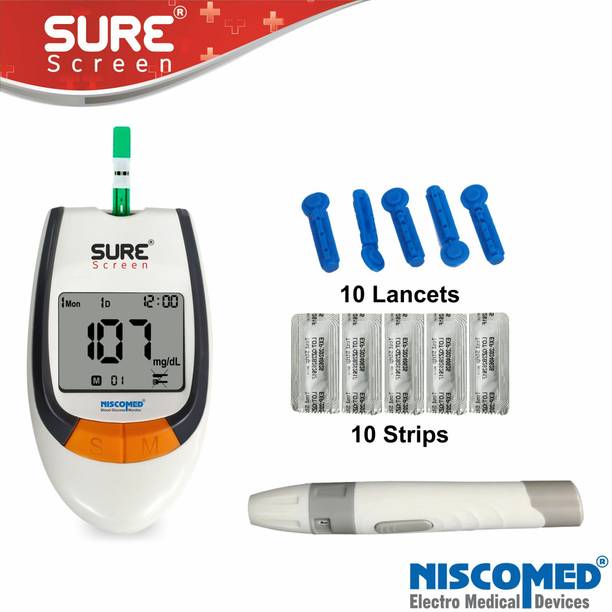 NISCOMED Blood Glucose Machine With 10 Strips Glucometer