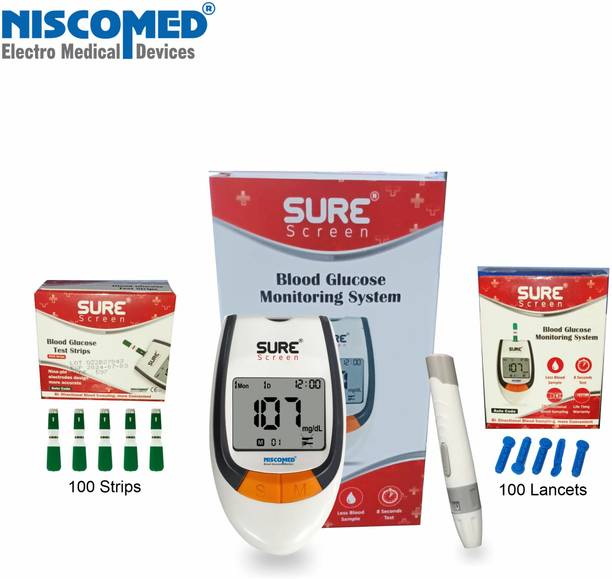 NISCOMED Diabetes Testing Machine With 100 Strips Glucometer