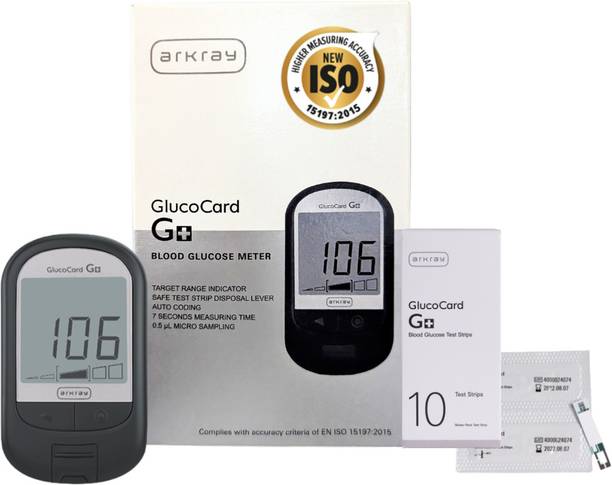 Arkray GlucoCard G+ Diabetes Kit – Lifetime Warranty, 10 Strips, 25 Lancets, Auto Code Glucometer