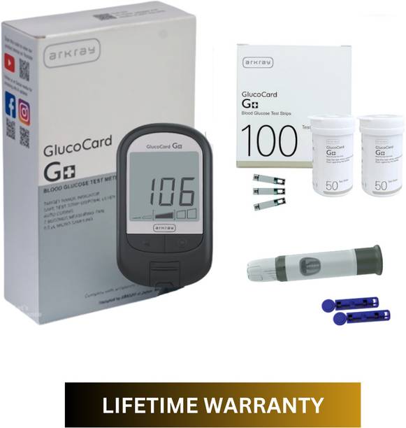 Arkray G+ Blood Glucose Monitor Meter with 100 Test Strips - FREE Lifetime Warranty Glucometer