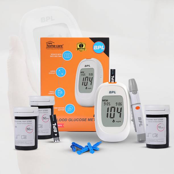 BPL Medical Technologies Blood Glucose Meter Kit with 110 (10+100) Diabetes Test Strips Combo Glucometer