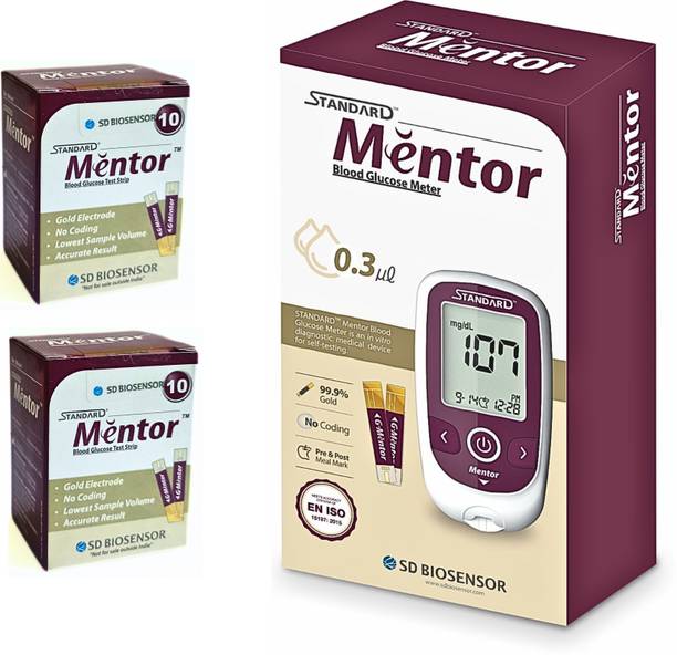 STANDARD Mentor Blood glucose Monitoring Machine with 20 Strips Glucometer