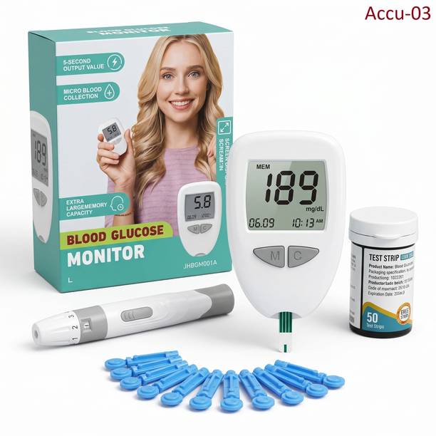 Accutrust Digital Glucometer Kit with 50 Strips & 50 Lancets | Diabetes Testing Machine Glucometer