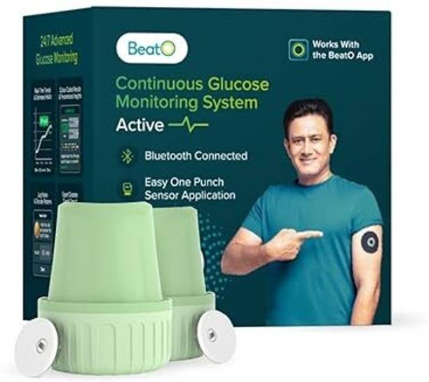 BeatO CGM GlucoRX, Bluetooth Connected, Lasts 15 Days, No Scanning Needed (Pack of 2) Glucometer