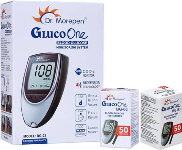 BLISS LIFE Dr.Morepen BG-03 Gluco One Glucometer Combo, 100 Strips (50*2) Glucometer