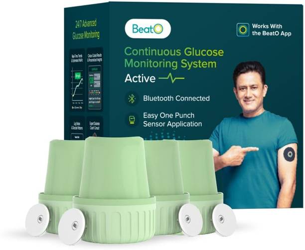 BeatO CGM GlucoRX, Bluetooth Connected, Lasts 15 Days, No Scanning Needed (Pack of 4) Glucometer