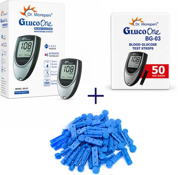 Dr. Morepen Dr Morepen GlucoOne BG03 Glucometer with 50 Strips & 50 Lancets Kit Glucometer