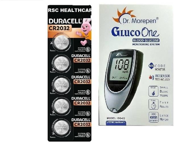 rsc healthcare Dr. Morepen Glucometer with DURACELL CR 2032 COIN CELL ( Pack Of 5) Glucometer