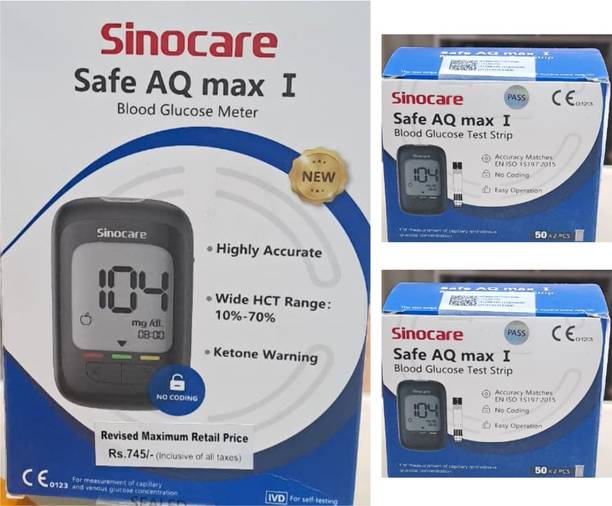 3S Sinocare Safe AQ Max I 100 strips with Blood Glucometer