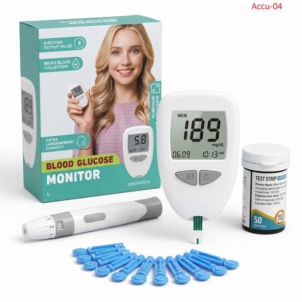 Accutrust Blood Sugar Test Kit | Glucometer with 50 Strips & 50 Lancets | Diabetes Monitor Glucometer