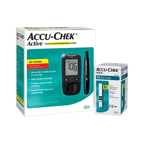 ACCU-CHEK Active Glucose Monitor with 10 Strips Glucometer