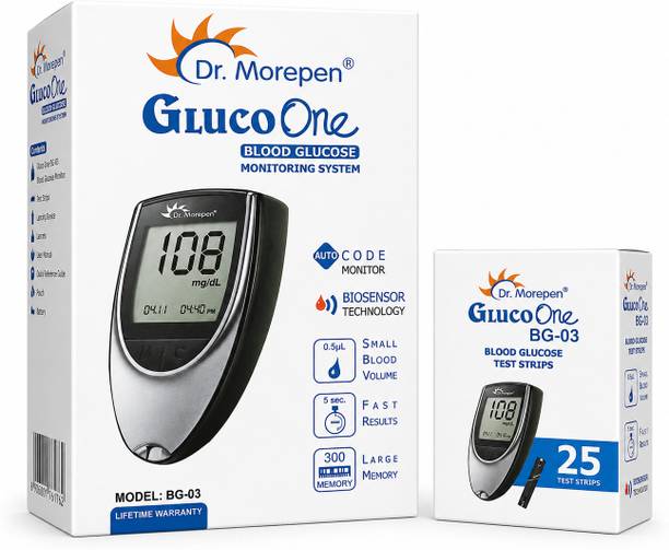 Dr. Morepen GlucoOne Monitoring System BG03 with 25 Strips (Combo Kit) Glucometer