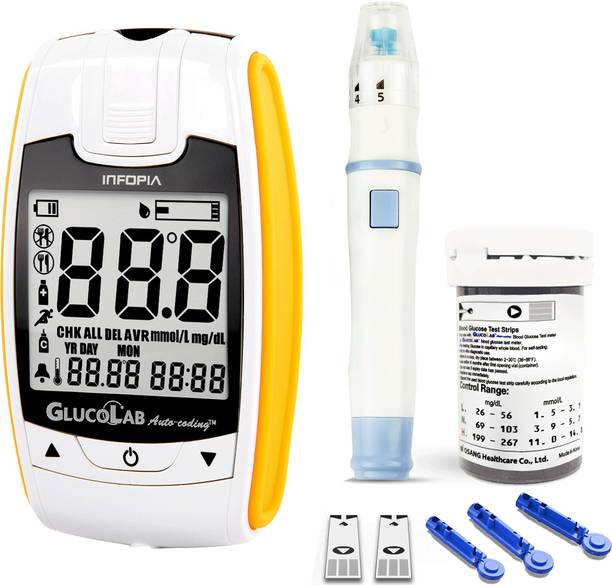 K-life Glucolab Fully Automatic Blood Glucose Check Sugar Testing Machine 50 Strips Glucometer