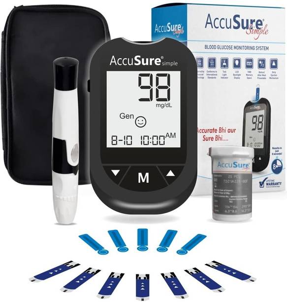AccuSure Instant Digital Simple Kit of 50 Strips,10 Lancets,1 Lancing device with Glucometer
