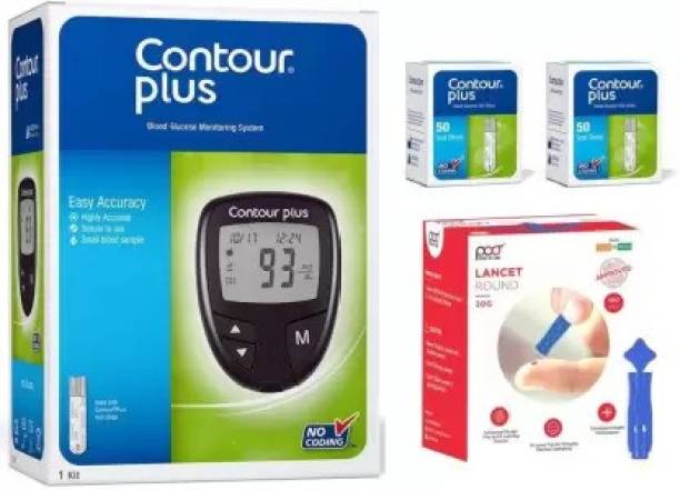 CONTOUR PLUS World's No.1 Selling Glucometer, Highly Accurate (100 Strips+100 Lancets) Glucometer