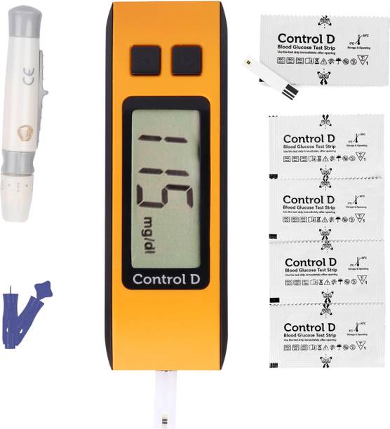 Control D Orange Digital Glucose Blood Sugar Testing Monitor Machine 25 Single Foil Strips Glucometer