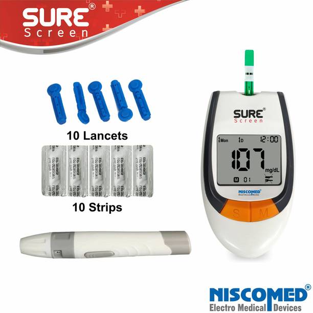 NISCOMED Sugar Testing Machine With 10 Strips Glucometer