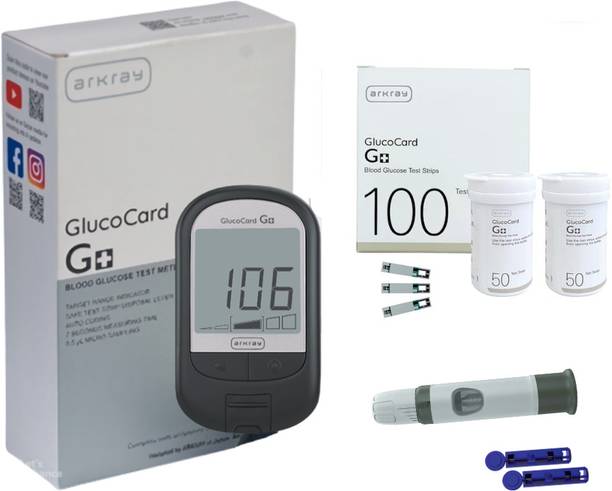 Arkray GlucoCard G+ Blood Glucose Monitor – 100 Strips, Meal Flagging, Quick Results Glucometer