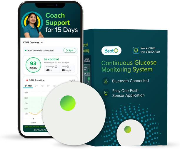 BeatO 15-Day Bluetooth CGM + 15 Day Expert Coaching Plan Glucometer