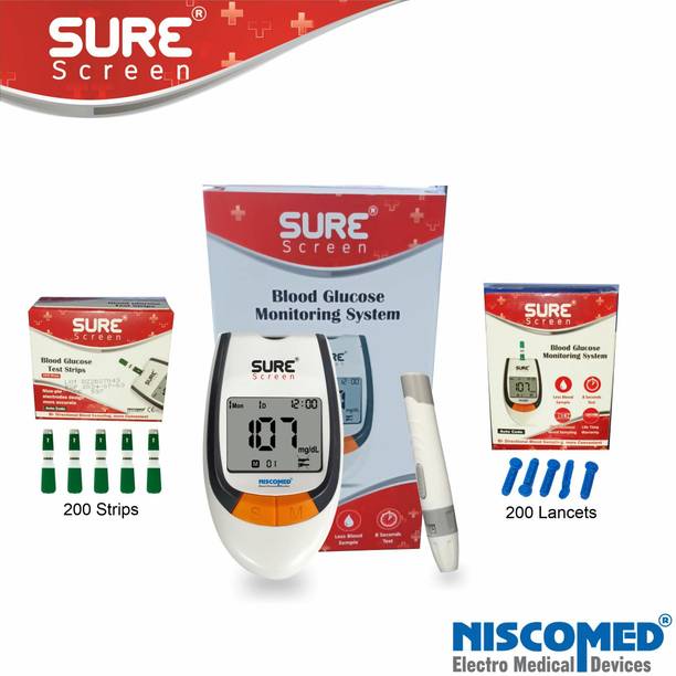 NISCOMED Sugar Testing Machine With 200 Strips Glucometer