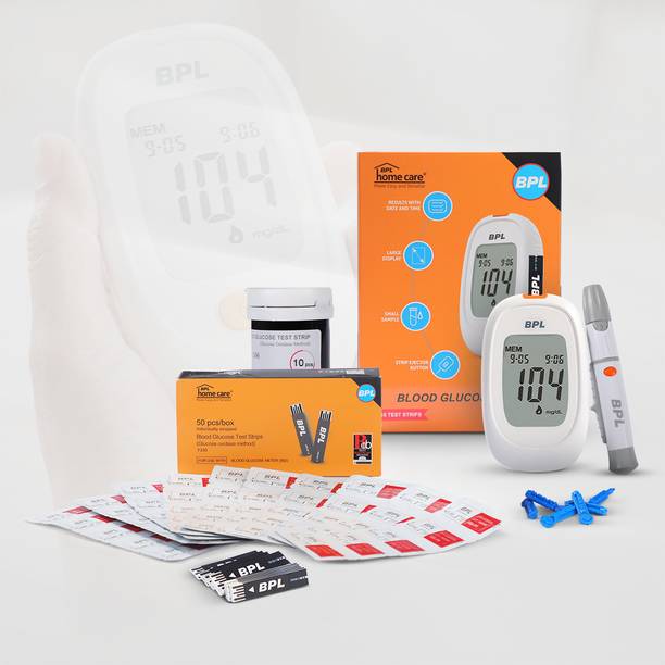 BPL Medical Technologies Blood Glucose Meter Kit with 60 (10+50) Diabetes Test Strips Combo Glucometer Glucometer