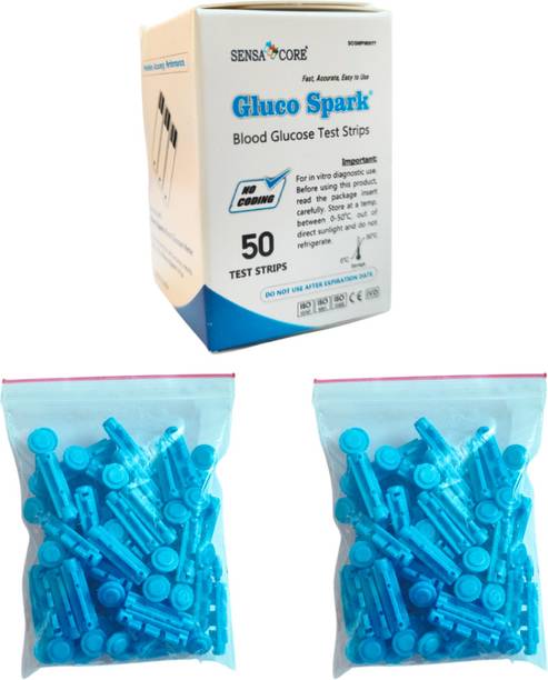 gluco spark 50 Strips & 100 sterile Lancets |Compatible only with Glucospark Sugar Machine Glucometer