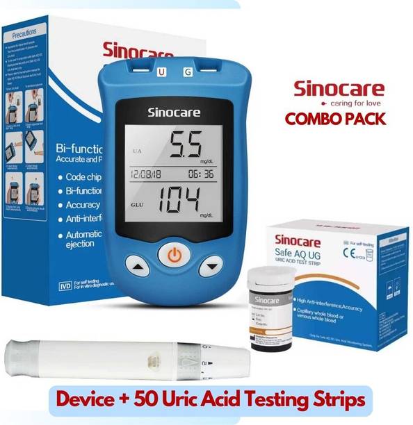 Sinocare Safe AQ UG URIC ACID AND BLOOD GLUCOSE MONITORING SYSTEM AND 50 URIC ACID STRIPS Glucometer