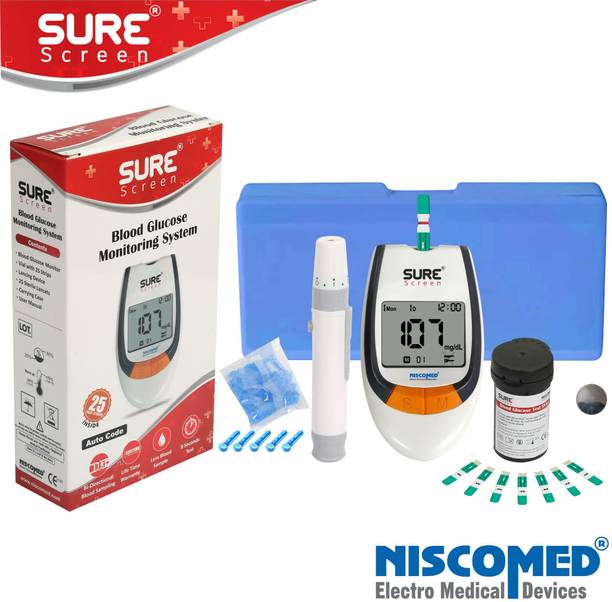NISCOMED Surecreen Glucose Blood Sugar Testing Monitor with 50 Strips Glucometer
