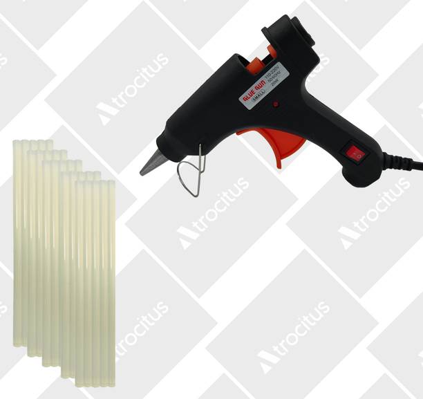 Atrocitus ATCGG1121 20W Black Mini Hot Glue Gun With 25 Pcs Hot Melt Glue Stick for Craft Standard Temperature Corded Glue Gun