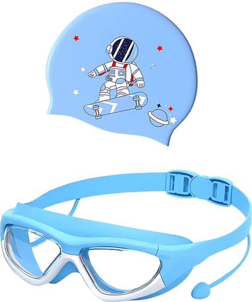 LILPLANET Big Frame Blue Astronaut Cap Combo Swimming Goggles