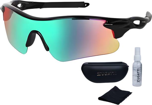 Zugatti UV Protection, Riding Sports Goggles, Wrap-around Sunglass (Free Size) Men-Women Cricket Goggles