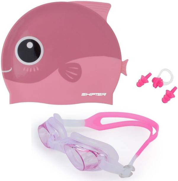 ArrowMax Swimming Goggles Swimming Cap For Kids Boys Girls Earplug Noseplug Swimming Goggles