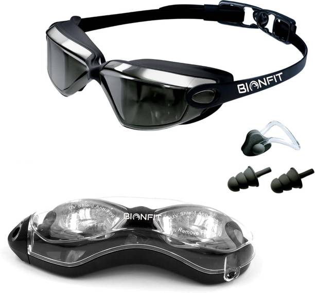 BIONFIT Mirrored Wide-Vision Anti-Fog Swimming Goggles with UV Protection, Men & Women Swimming Goggles
