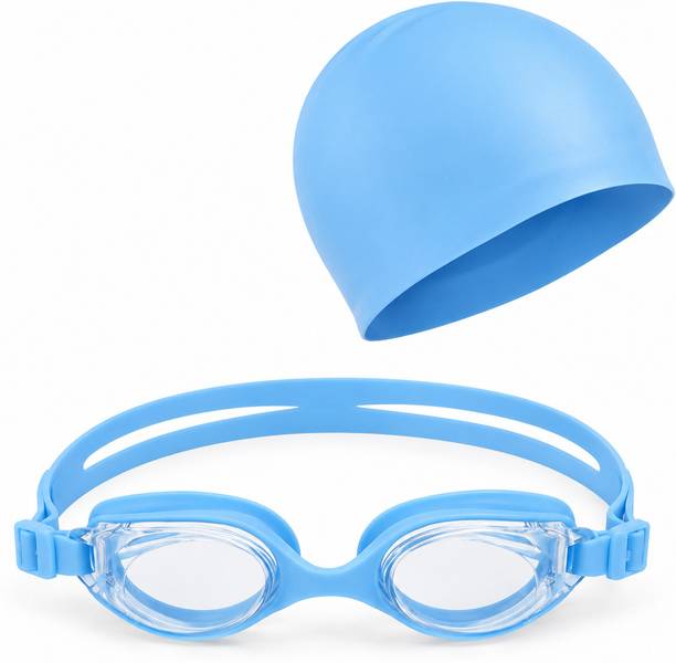 Harishree Swimming Cap & Goggles Set for Men & Women - Silicone Cap & Anti-Fog Goggles Swimming Goggles