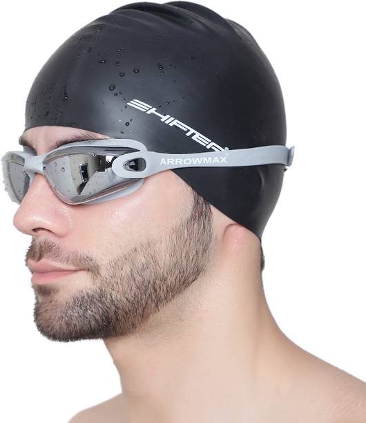 ArrowMax Swimming Goggles & Swimming Cap For Men Women Mirrored Glass Antifog Premium Swimming Goggles