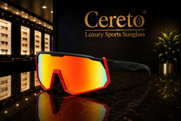 Cereto UV Protection / Wrap Around Sports Sunglass for Cricket, Cycling, Running Cricket Goggles