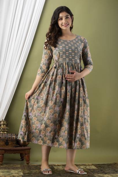 Women Floral Print Pure Cotton Anarkali Kurta Price in India