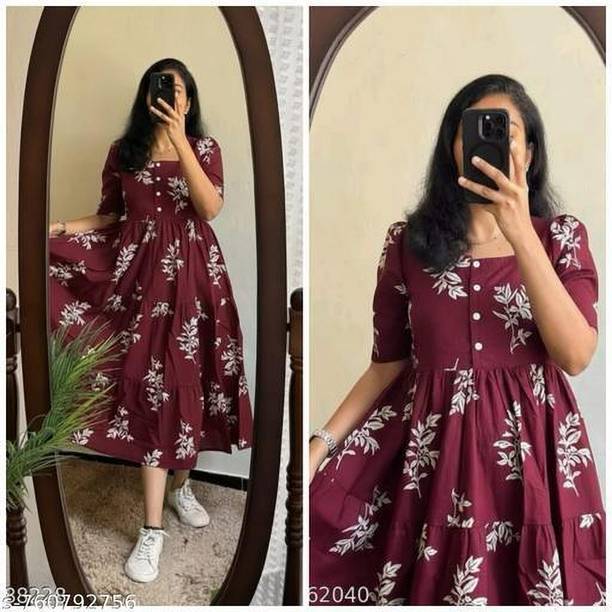 Rayon Blend Stitched Flared/A-line Gown