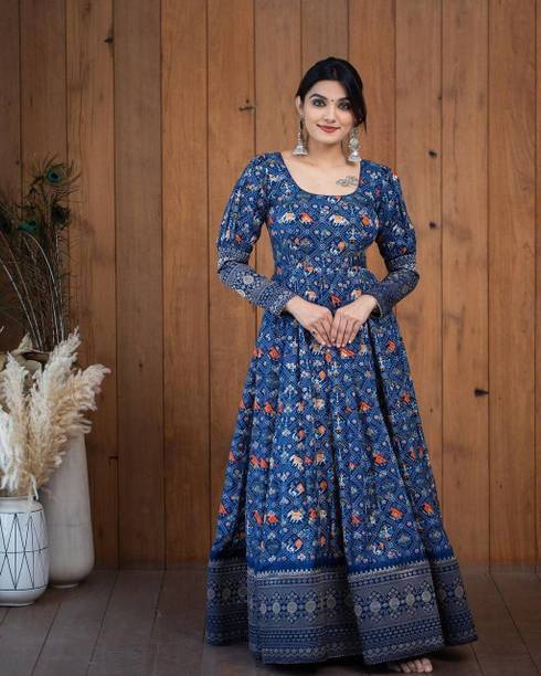 CHARVI CREATION Women Printed Viscose Rayon Anarkali Kurta