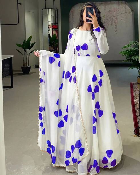 Printed Georgette Stitched Anarkali Gown