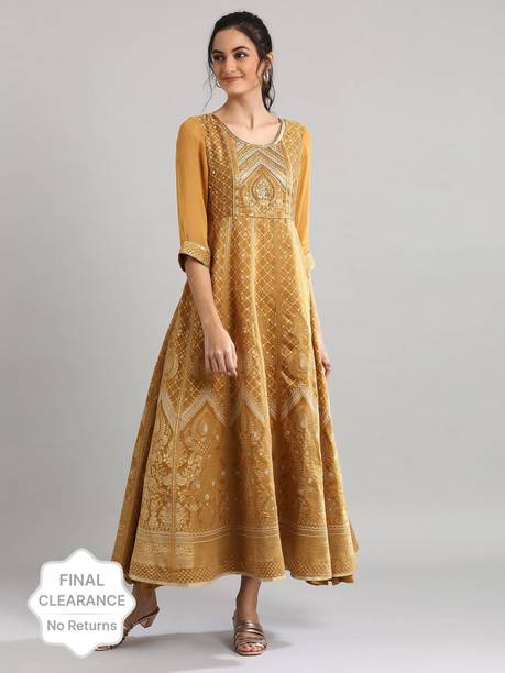 Printed Polyester Anarkali Kurta for Women