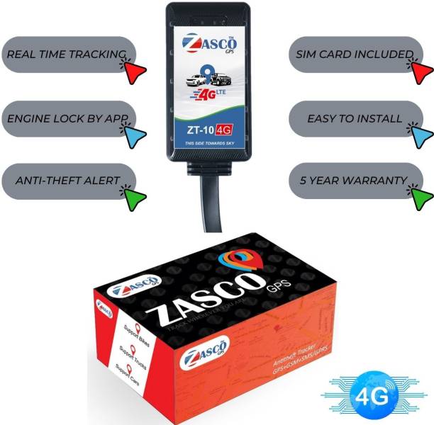 ZASCO ZT-10 (4G LTE ) Engine ON/OFF (ANTI-THEFT SIREN) GPS for Car/Bike (FREE M2M SIM) GPS Device