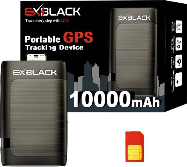 Exblack Wireless GPS Tracker with 10000 Mah Battery For Car,Bike, Kids, 1 Month sim data GPS Device