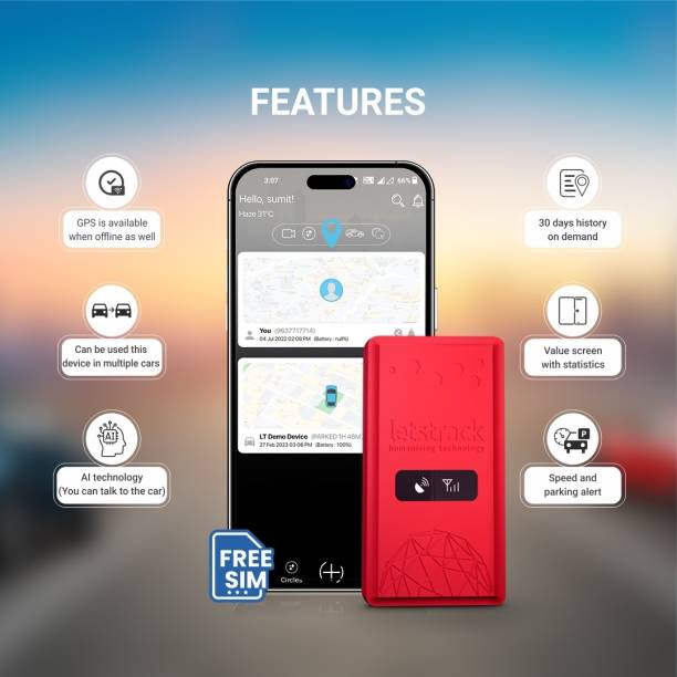 Letstrak Premium Wired GPS Tracker For Car, Bike & EV Scooty With Mobile App GPS Device